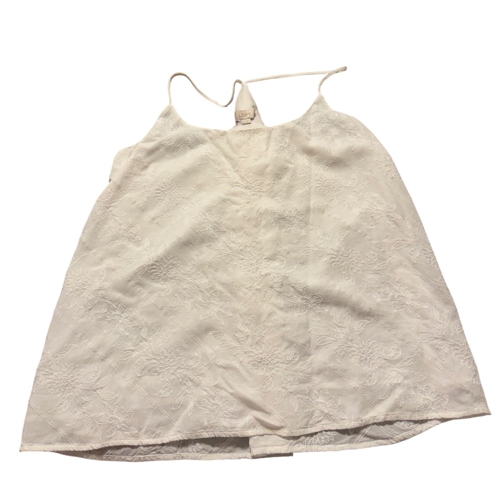 LOFT White Embroidered Cami Tank Top Women's Size XL